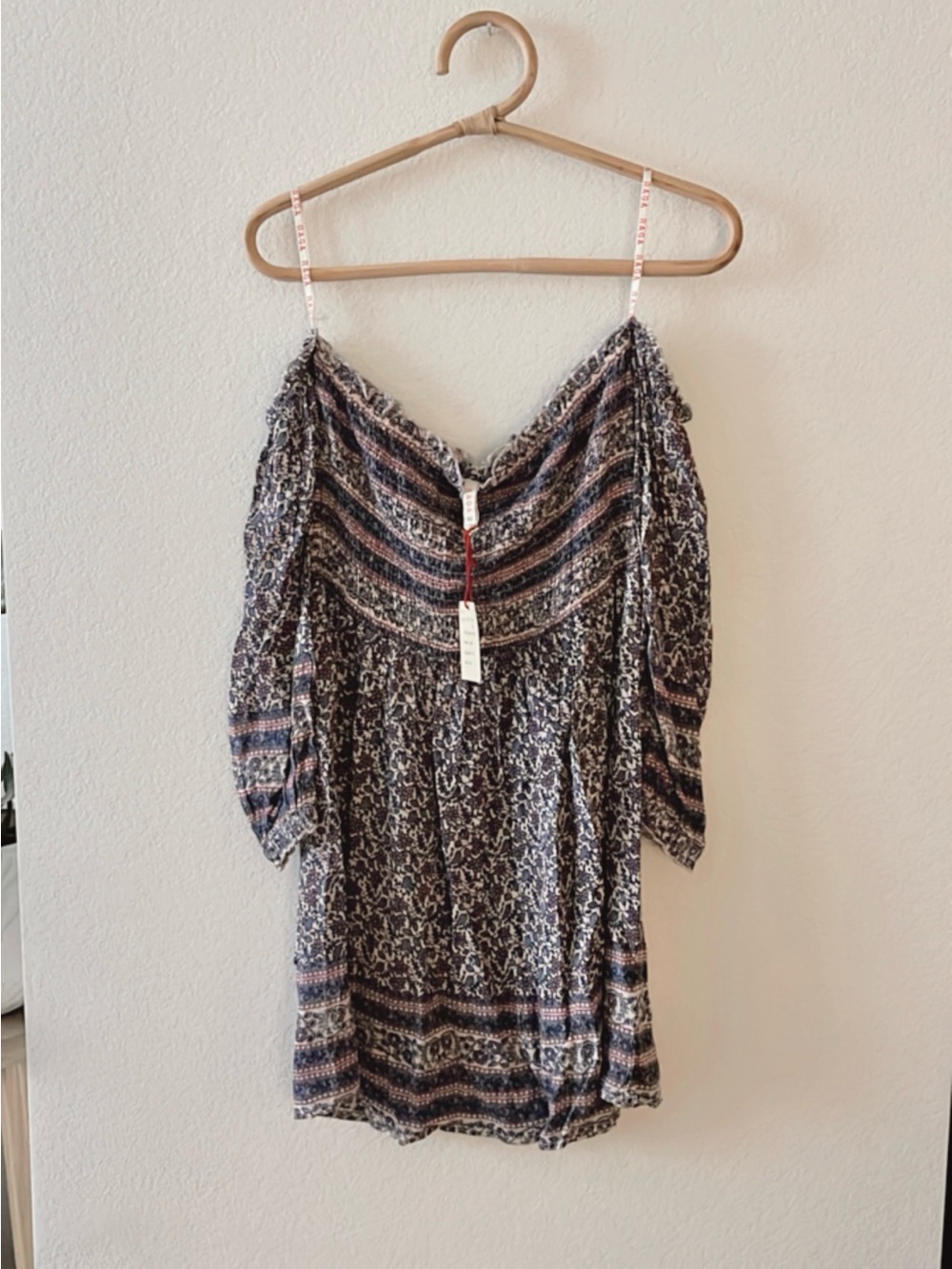 RAGA Navy and Pink Off-Shoulder Mini Dress